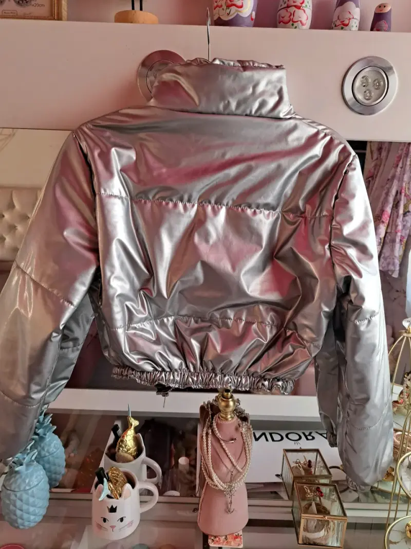 Chaqueta corta plateada - 4