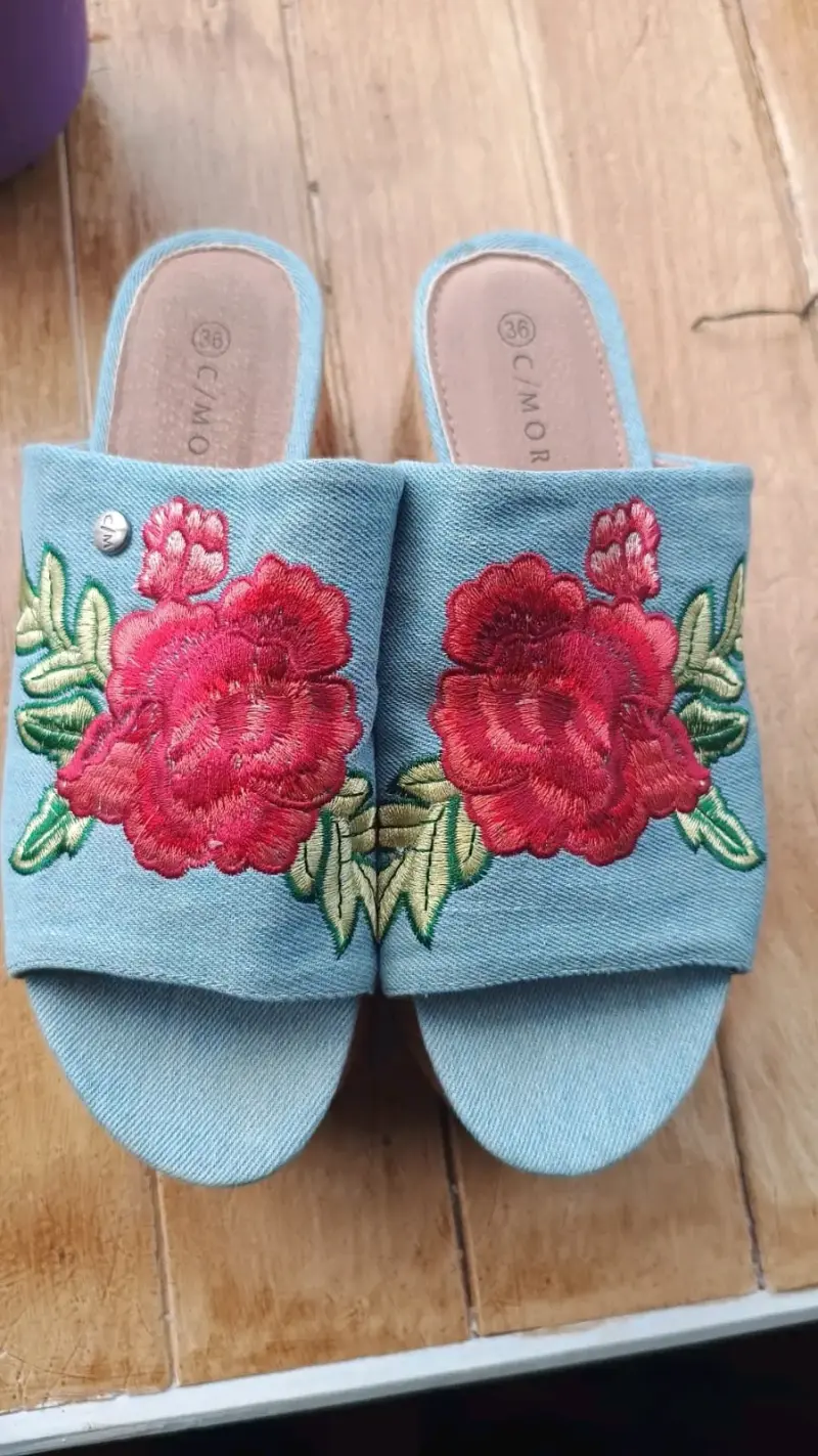 Sandalias bordadas denim - 1