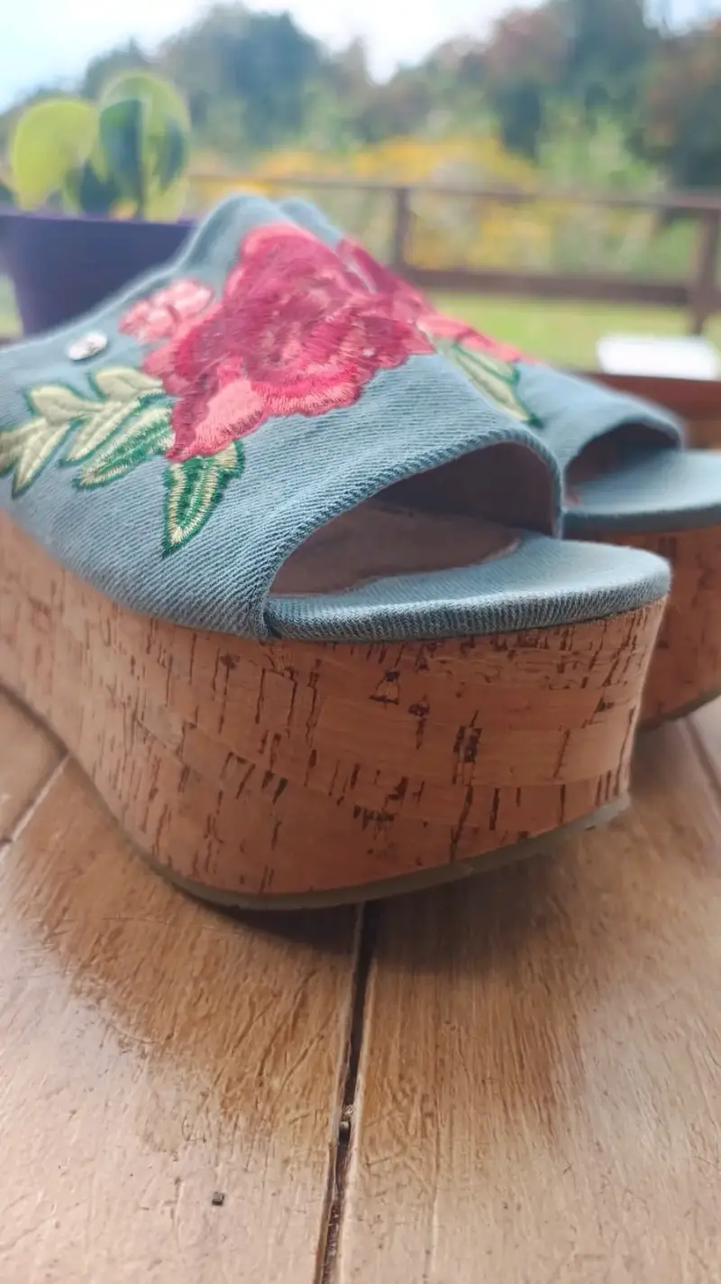 Sandalias bordadas denim - 2