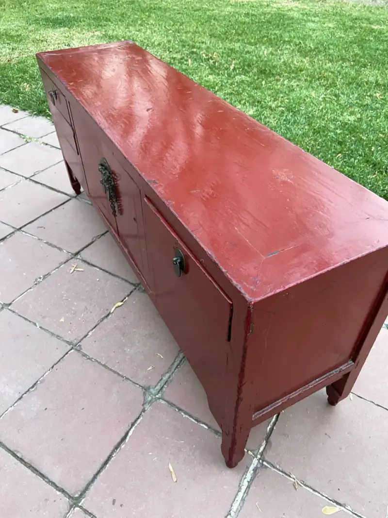 Mueble de madera rojo vintage - 3