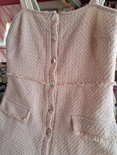 Vestido beige Zara talla M - miniatura 3