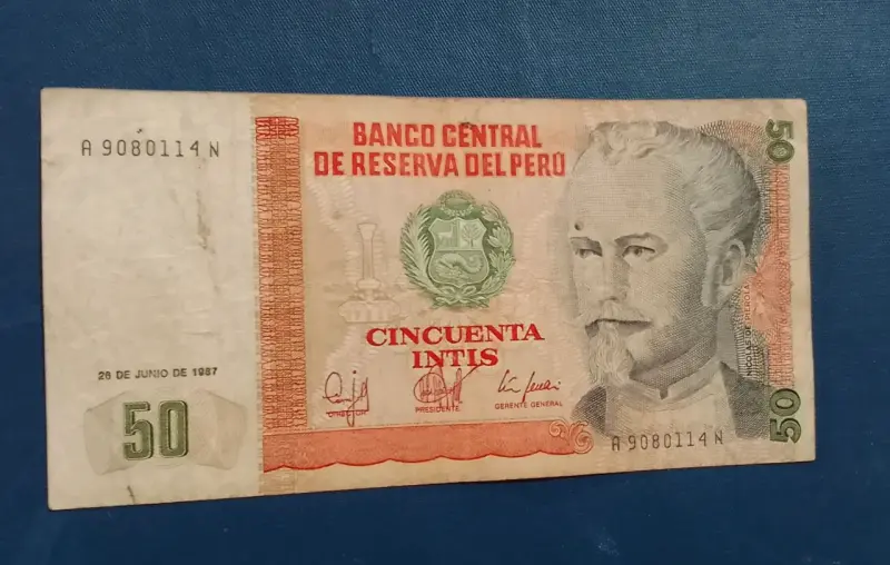 Billete Perú 50 intis 26 junio 1987 - 1