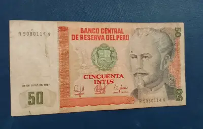 Billete Perú 50 intis 26 junio 1987 - miniatura 1