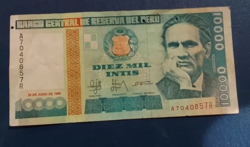 Billete Perú 10000 intis 1988 - 1