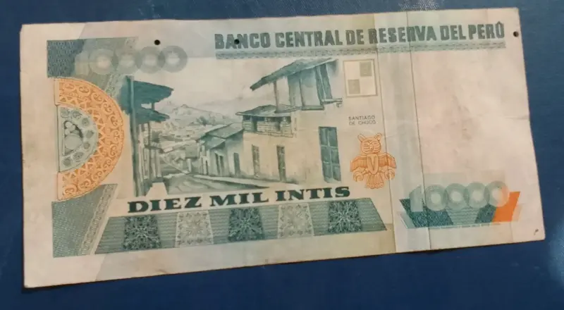 Billete Perú 10000 intis 1988 - 2