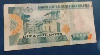 Billete Perú 10000 intis  1988 - miniatura 2