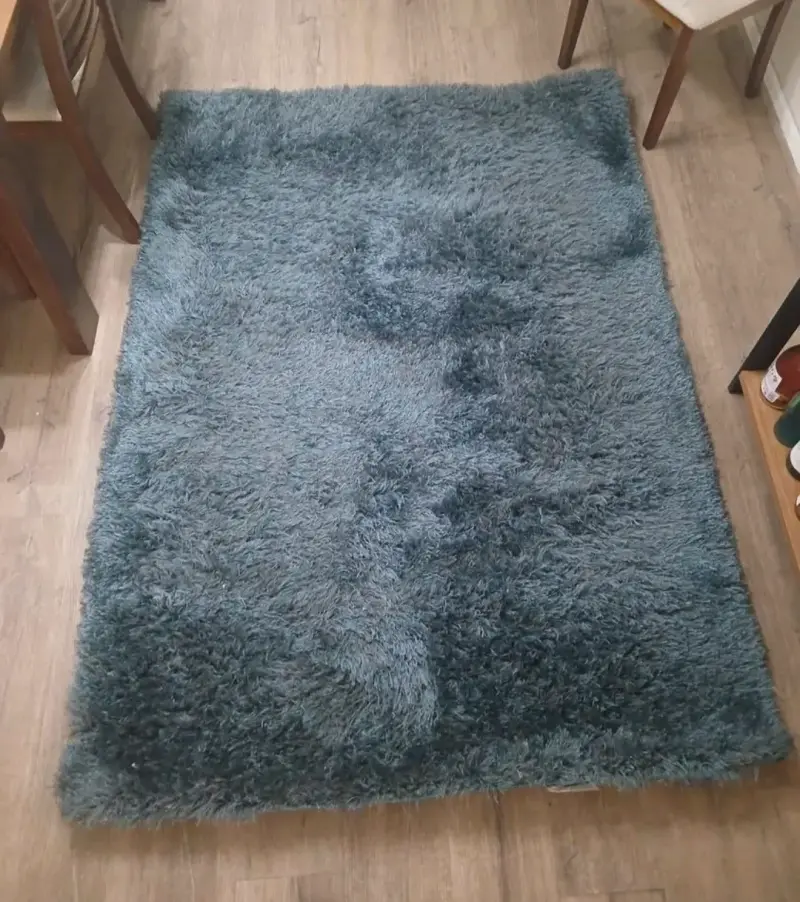 Alfombra shaggy turquesa - 1