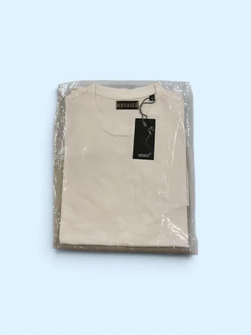 Polera Manga Corta Blanca Mosaico