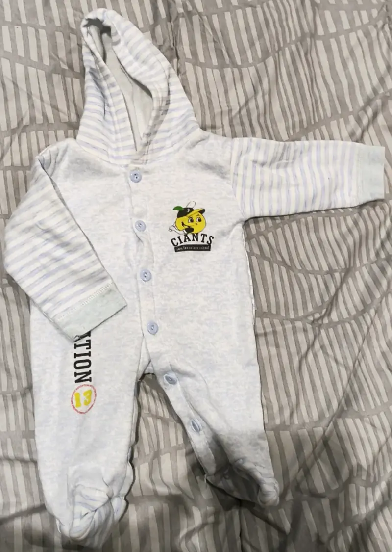 Pijama bebé celeste con capucha - 3