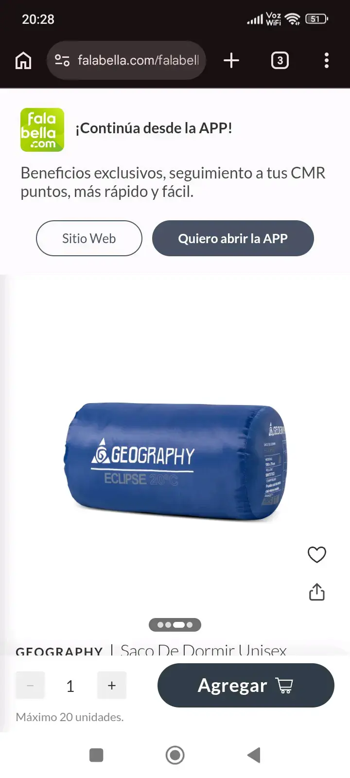 Saco de dormir Geography azul - 1