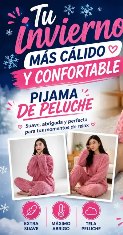 Pijama de peluche rosado - miniatura 1