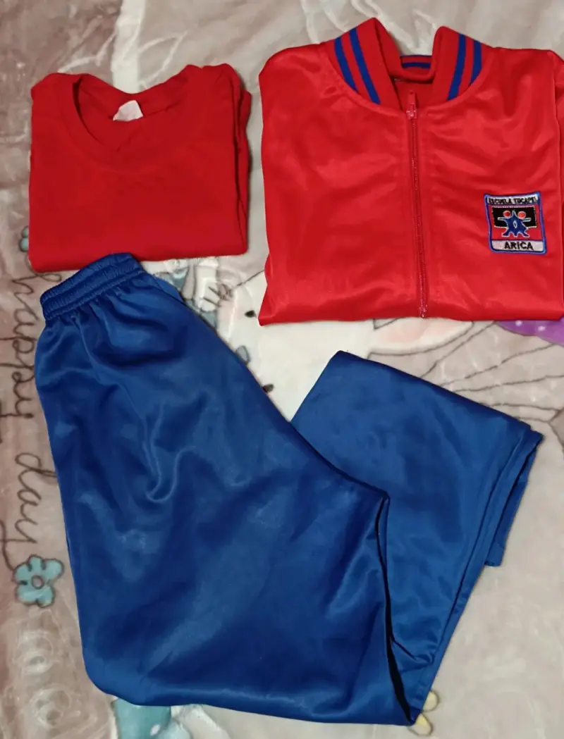 Conjunto deportivo rojo y azul,  colegio TUCAPEL