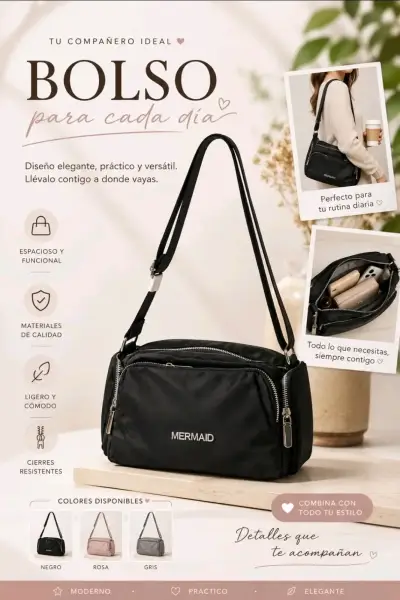 Bolso negro versátil y elegante - miniatura 1