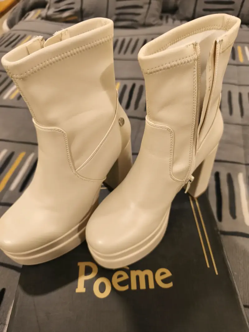Botines de plataforma beige - 4