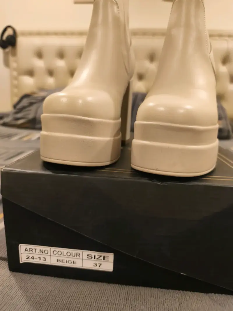 Botines de plataforma beige - 6