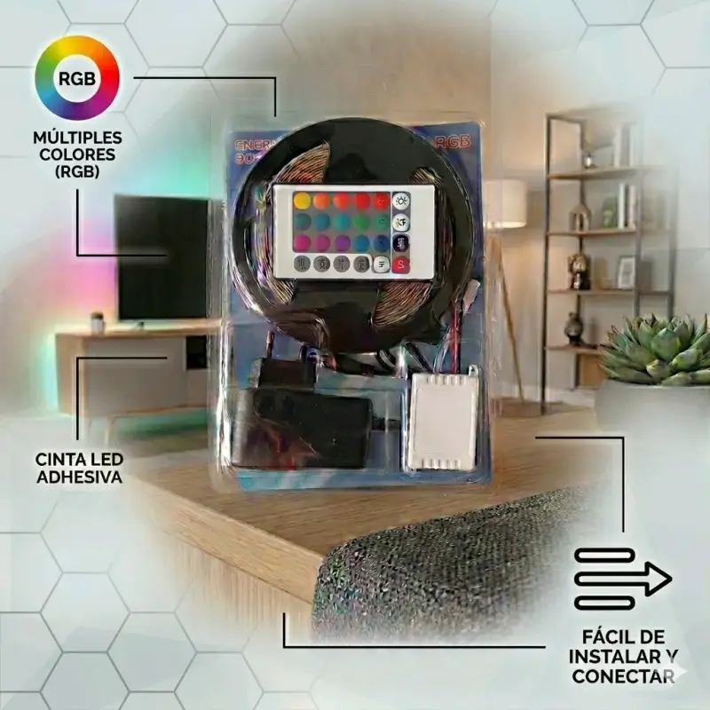 Cinta LED Adhesiva RGB con control remoto