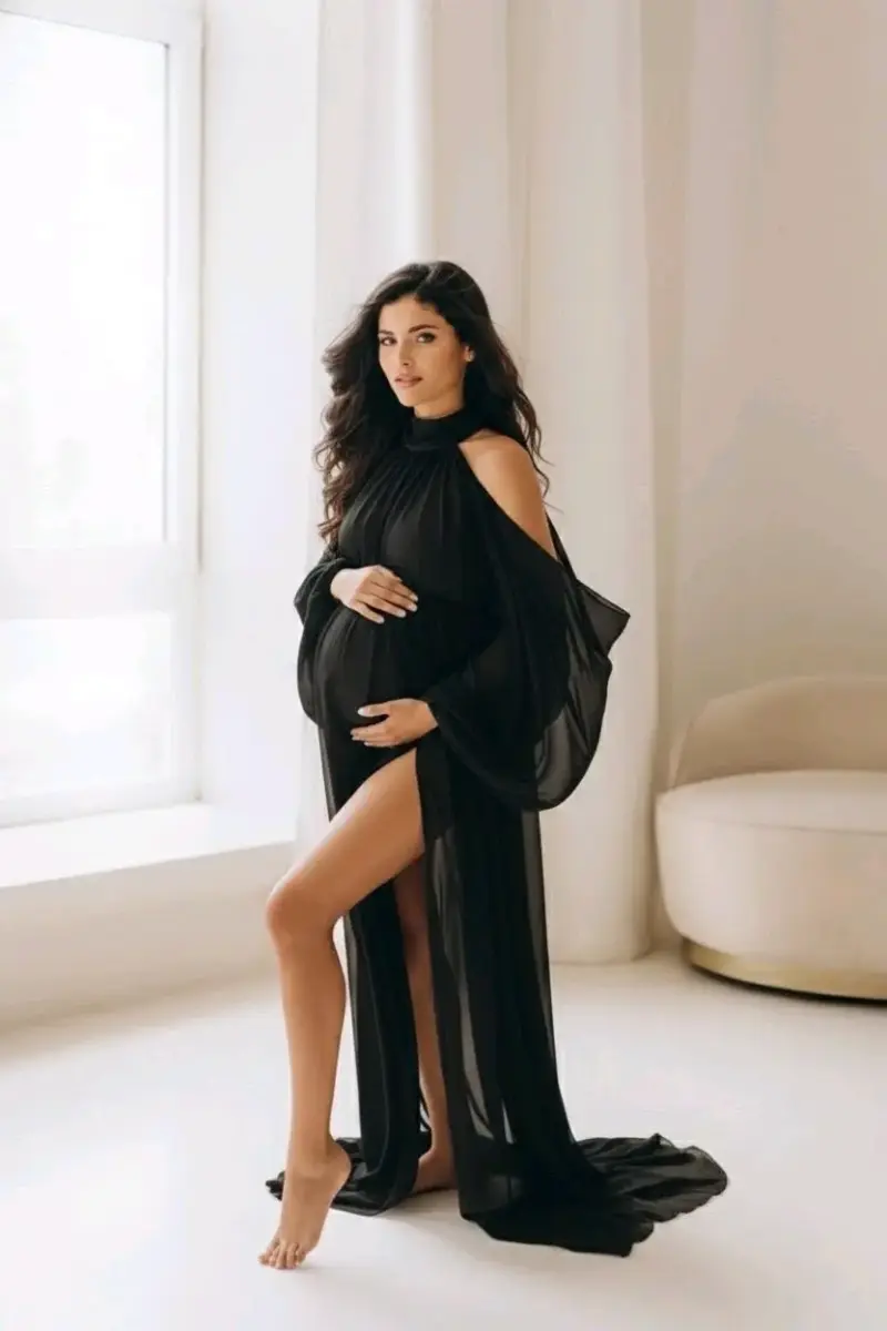 Vestido de maternidad para sesión de fotos – Negro - 3