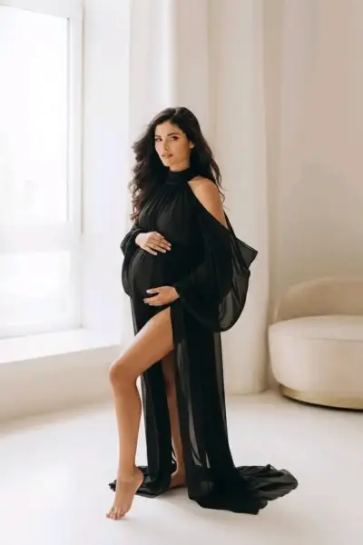 Vestido de maternidad para sesión de fotos – Negro - miniatura 3