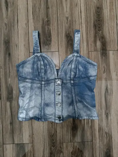 Top corsé denim con botones - miniatura 1