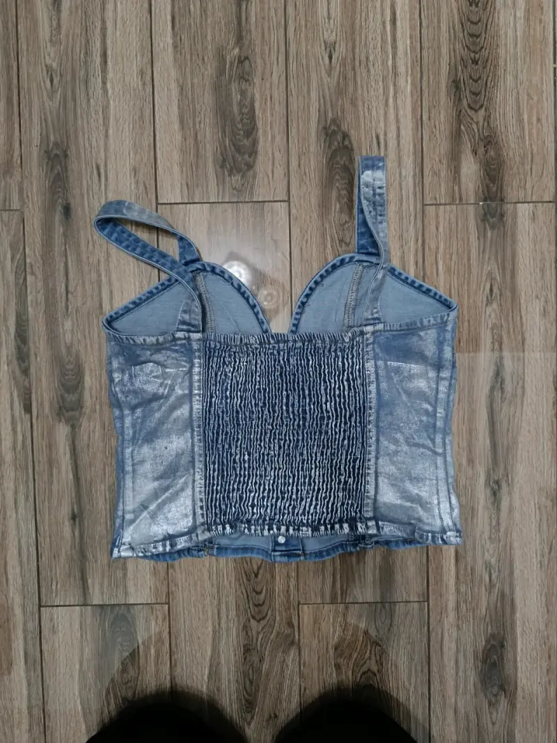 Top corsé denim con botones - 2