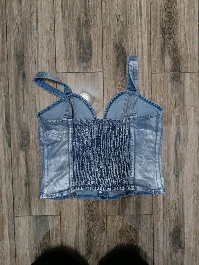 Top corsé denim con botones - miniatura 2