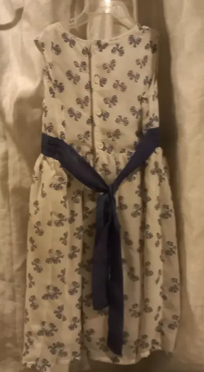 Vestido blanco con lazos azul marino - miniatura 1