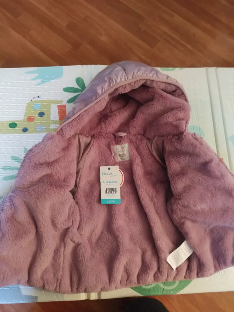 Chaqueta acolchada rosada con capucha - 2