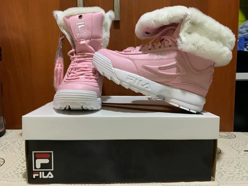Zapatillas rosadas y blancas Fila con forro - 1
