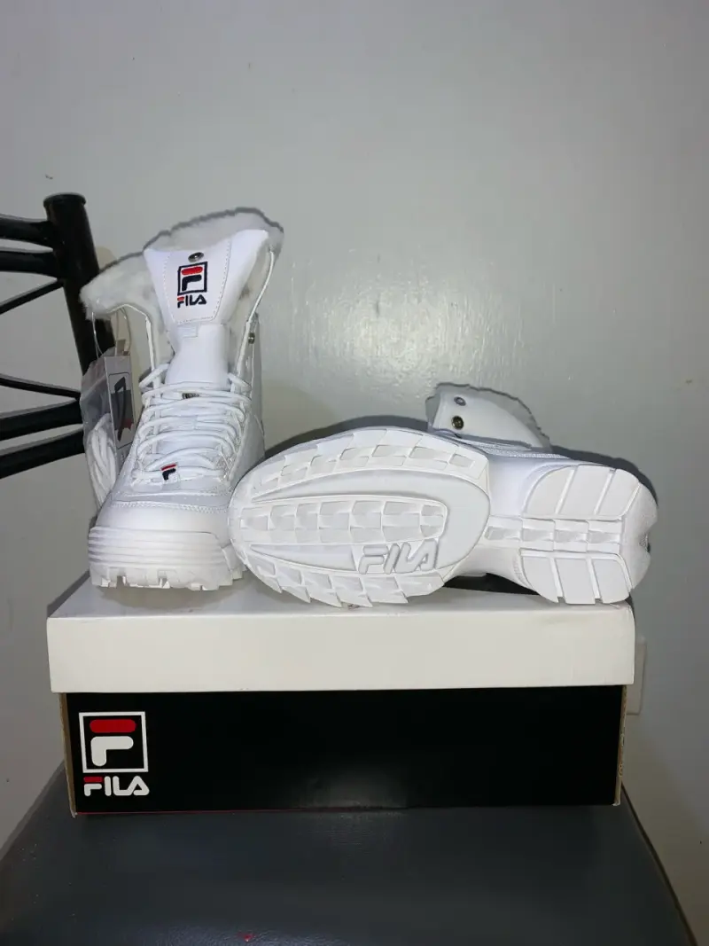 Zapatillas rosadas y blancas Fila con forro - 3