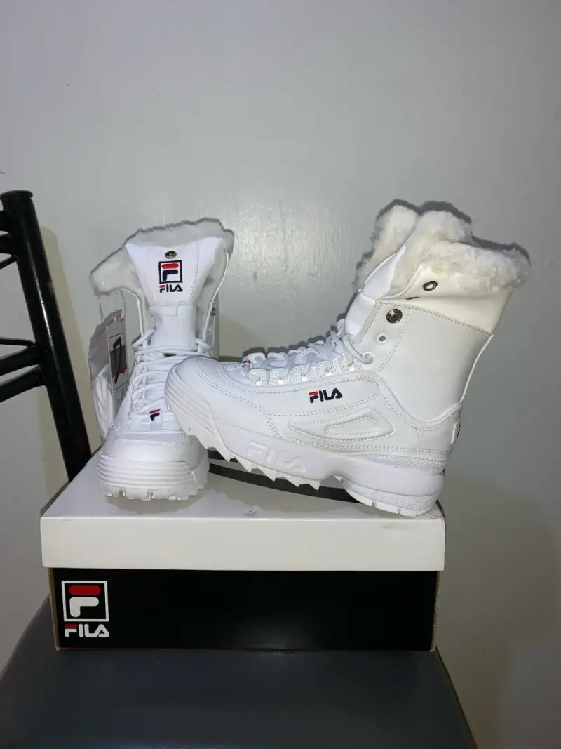 Zapatillas rosadas y blancas Fila con forro - 4