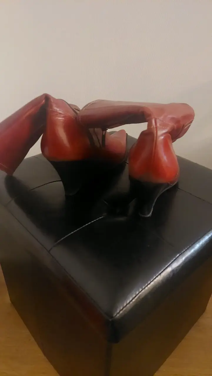 Botas largas rojas de cuero - 3