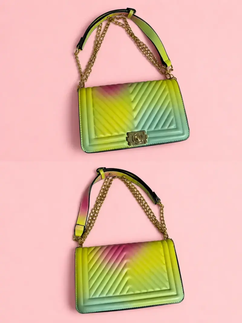 Cartera multicolor con cadena - 1