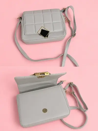 Cartera gris acolchada - miniatura 1
