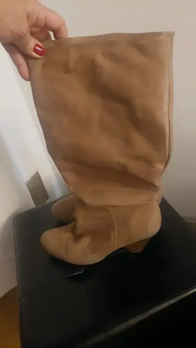 Botas altas de cuero marrón - miniatura 1