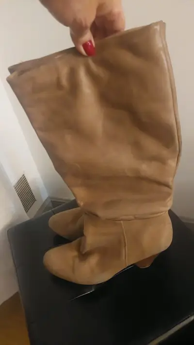 Botas altas de cuero marrón - miniatura 2