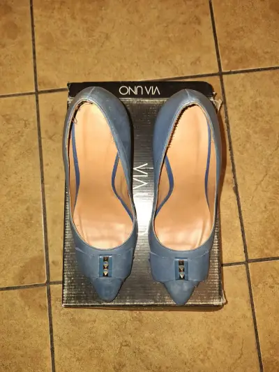 Zapatos de tacón azul Via Uno - miniatura 1