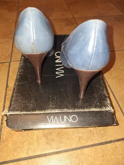 Zapatos de tacón azul Via Uno - miniatura 3