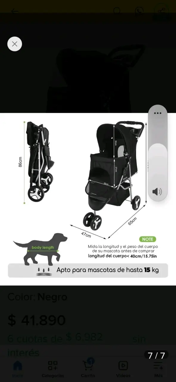 Coche para mascotas negro - 2