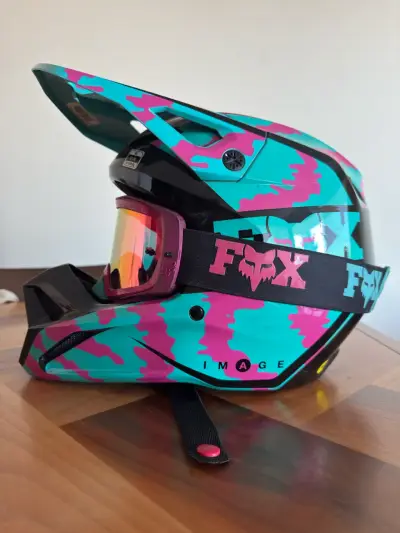 Casco motocross Fox camuflado V1 + antiparras - miniatura 1
