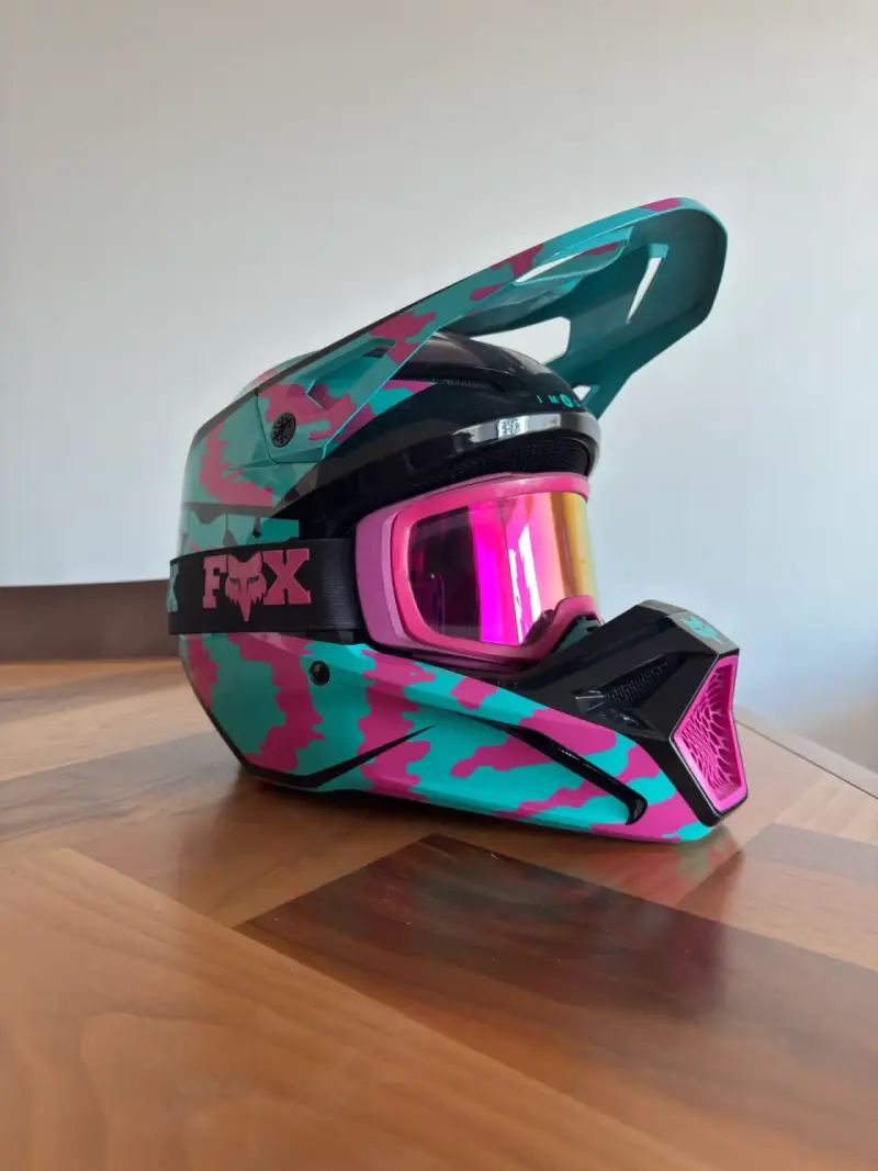Casco motocross Fox camuflado V1 + antiparras - 3