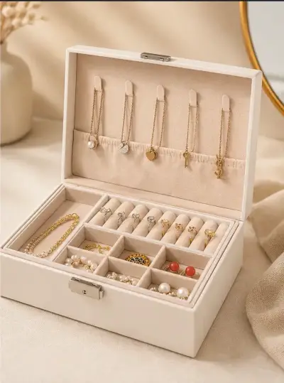 Caja organizadora de joyas beige - miniatura 2