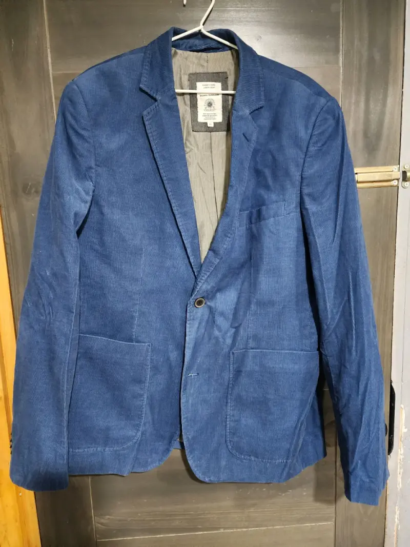 Blazer azul de pana para hombre talla L - 1