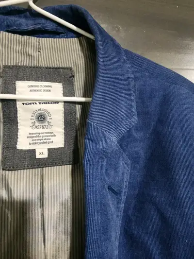 Blazer azul de pana para hombre talla L - miniatura 2