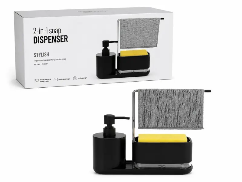 Dispensador de jabón 2 en 1 negro