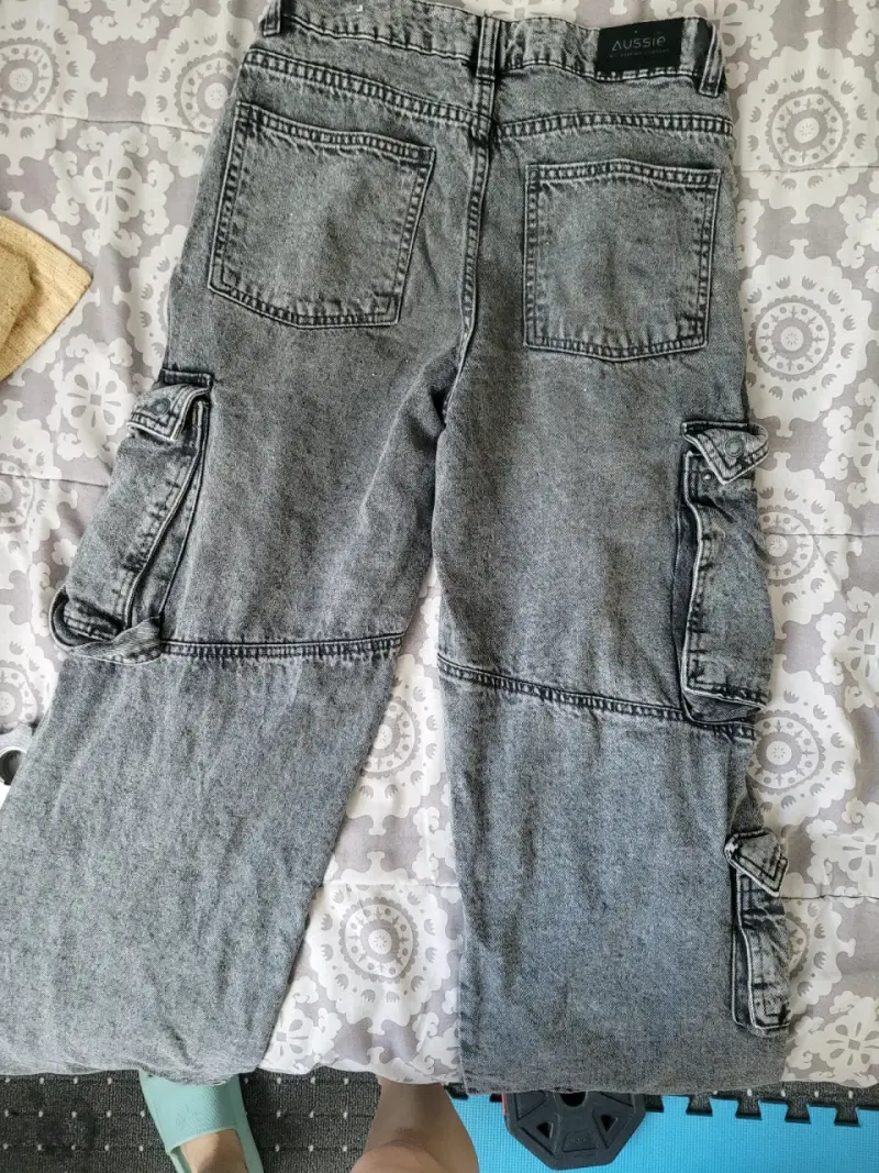 Jeans cargo gris y negro niña - 1