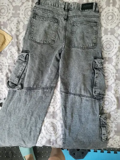 Jeans cargo gris y negro niña - miniatura 1