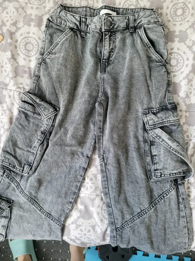Jeans cargo gris y negro niña - 3