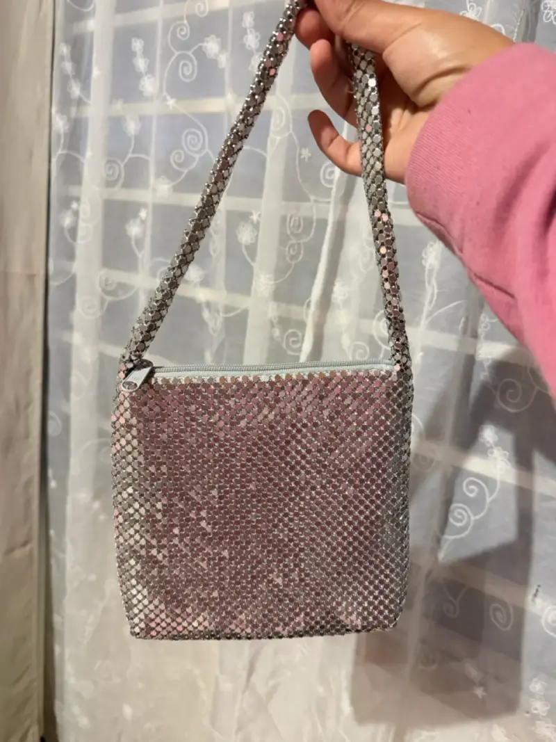 Mini cartera Y2K de malla metálica - 1