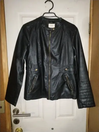 Chaqueta de ecocuero negra FSP talla M - miniatura 1