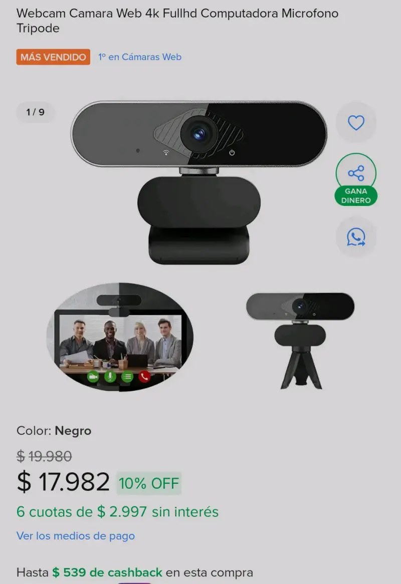 Webcam 4K FullHD con Micrófono